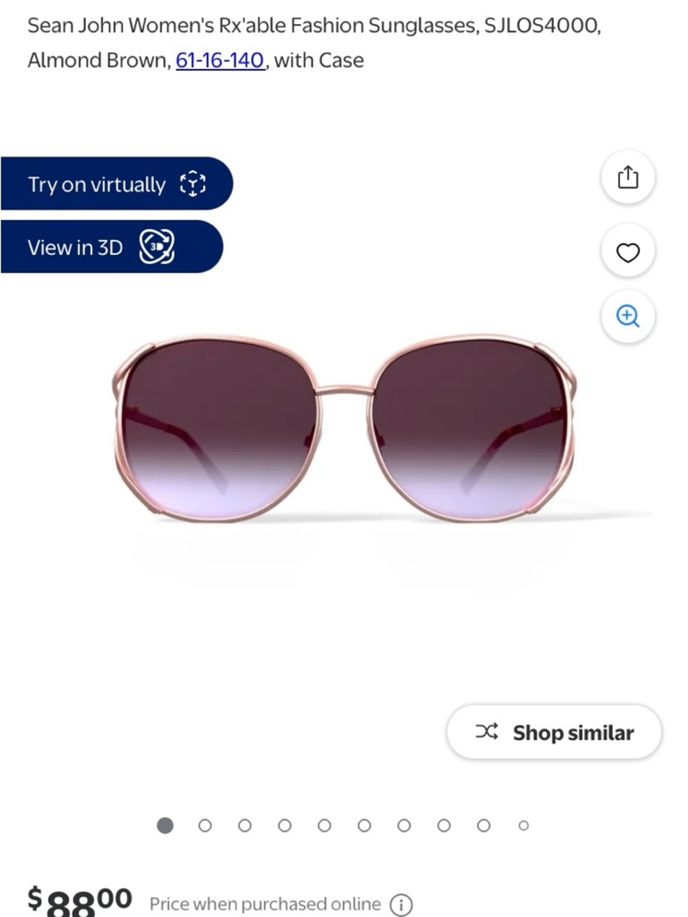 Sean John Pink Metal Gradient Round Women's Sunglasses